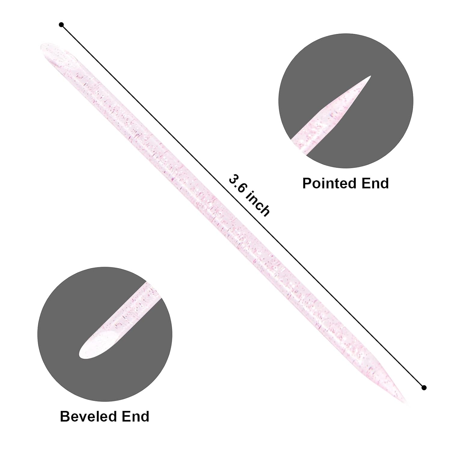 Pink double-sided disposable cuticle pushers with glitter crystal handles, pack of 100 - 2