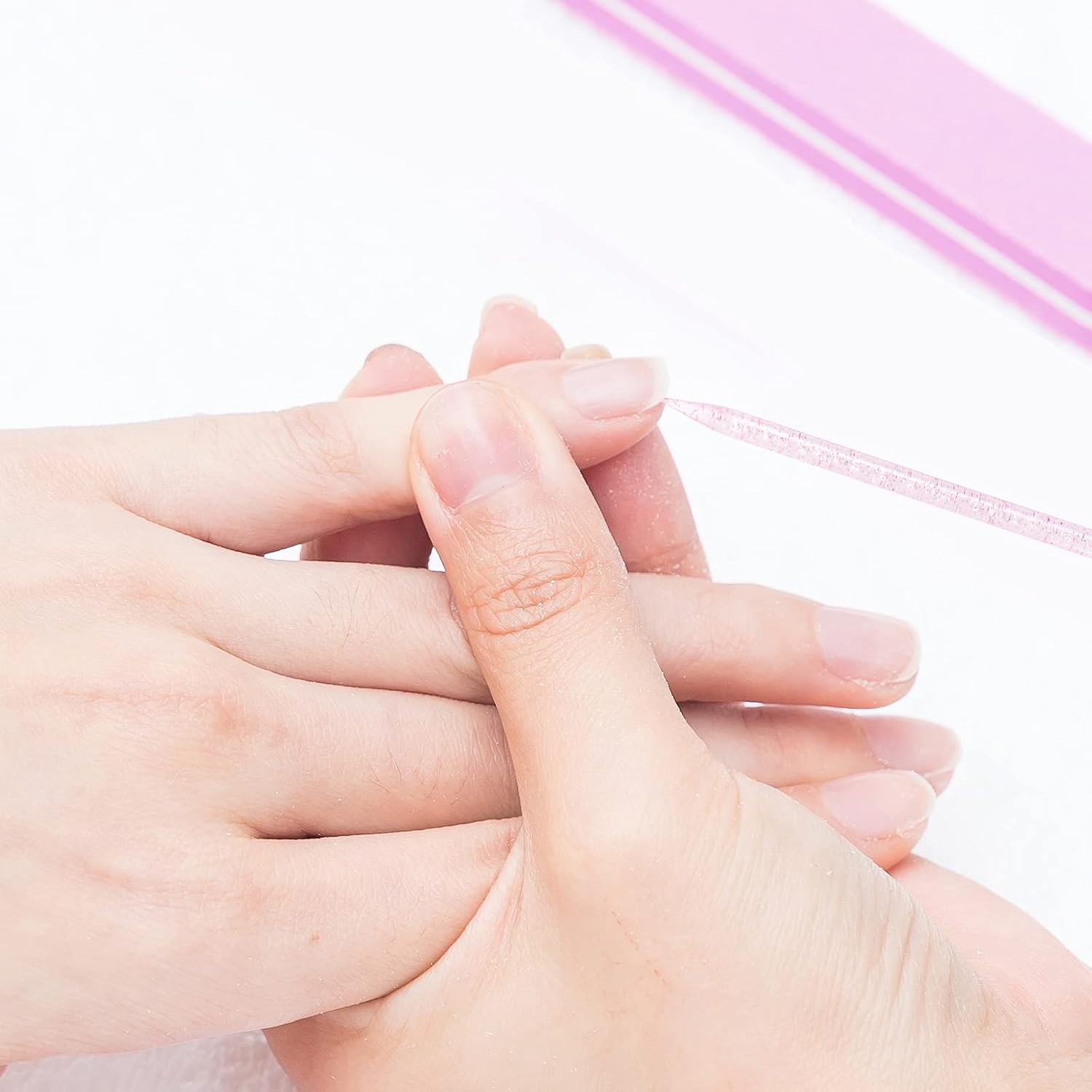 Pink double-sided disposable cuticle pushers with glitter crystal handles, pack of 100 - 4