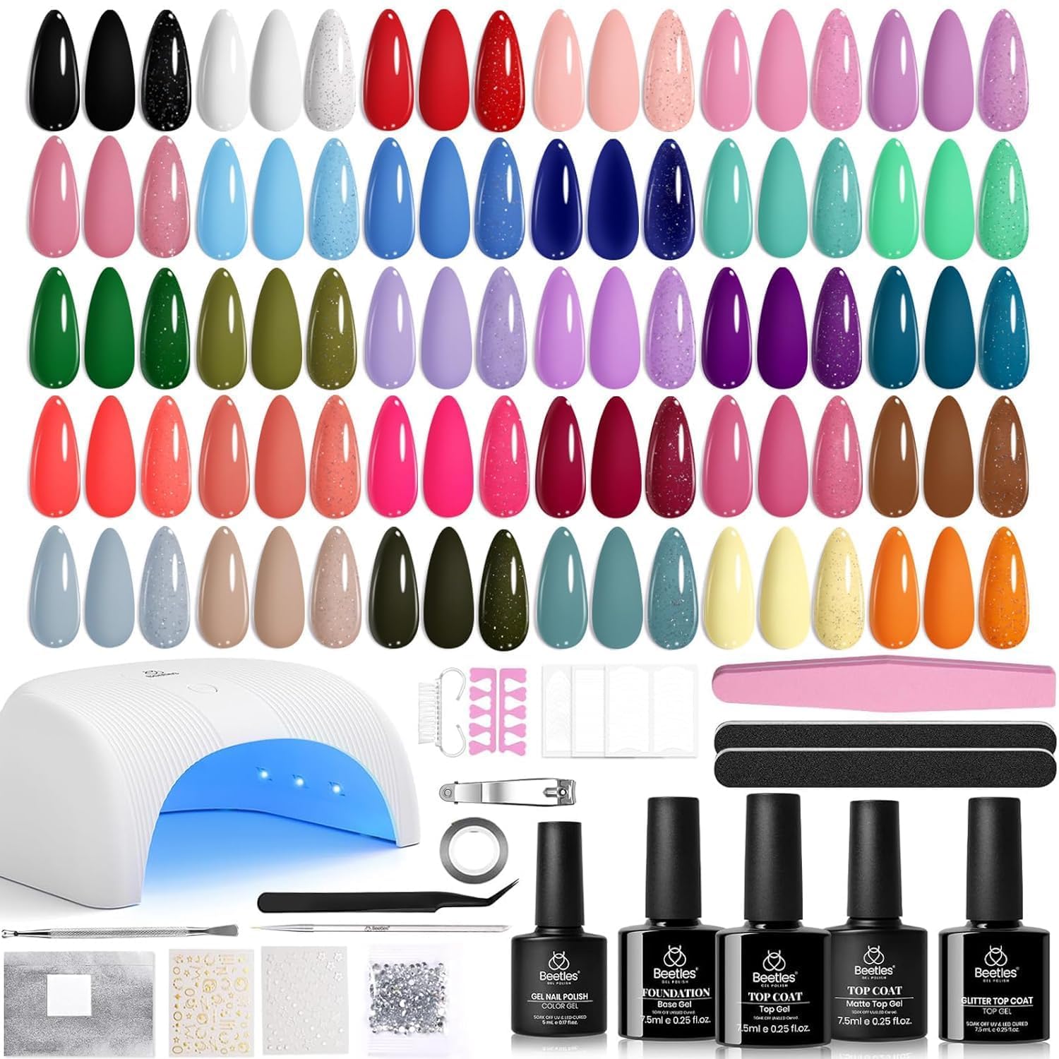 54-piece gel nail kit: 32 Colors with UV Lamp