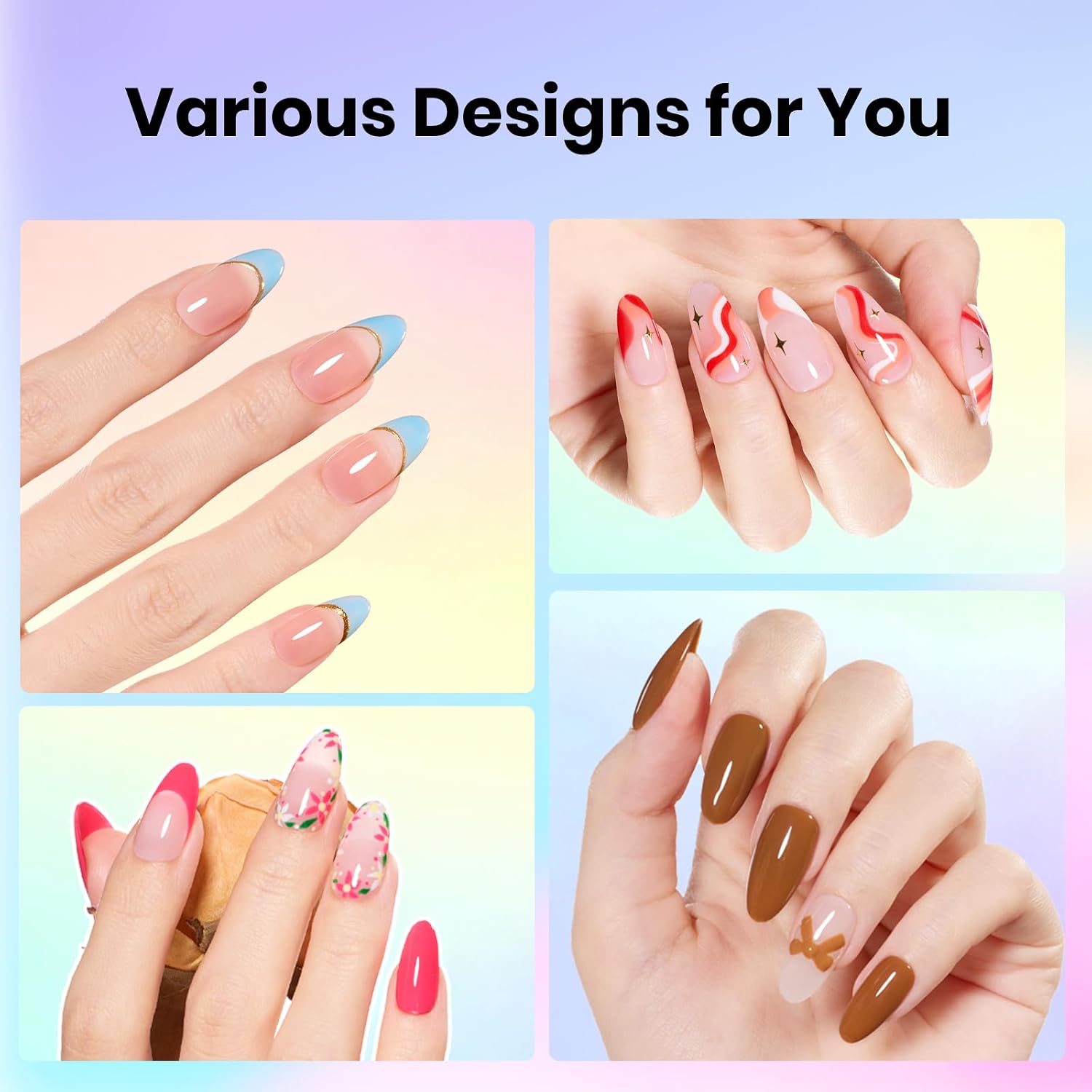 Gel nail polish kit with 32 color bottles, UV lamp, base and top coats, and nail tools - 4