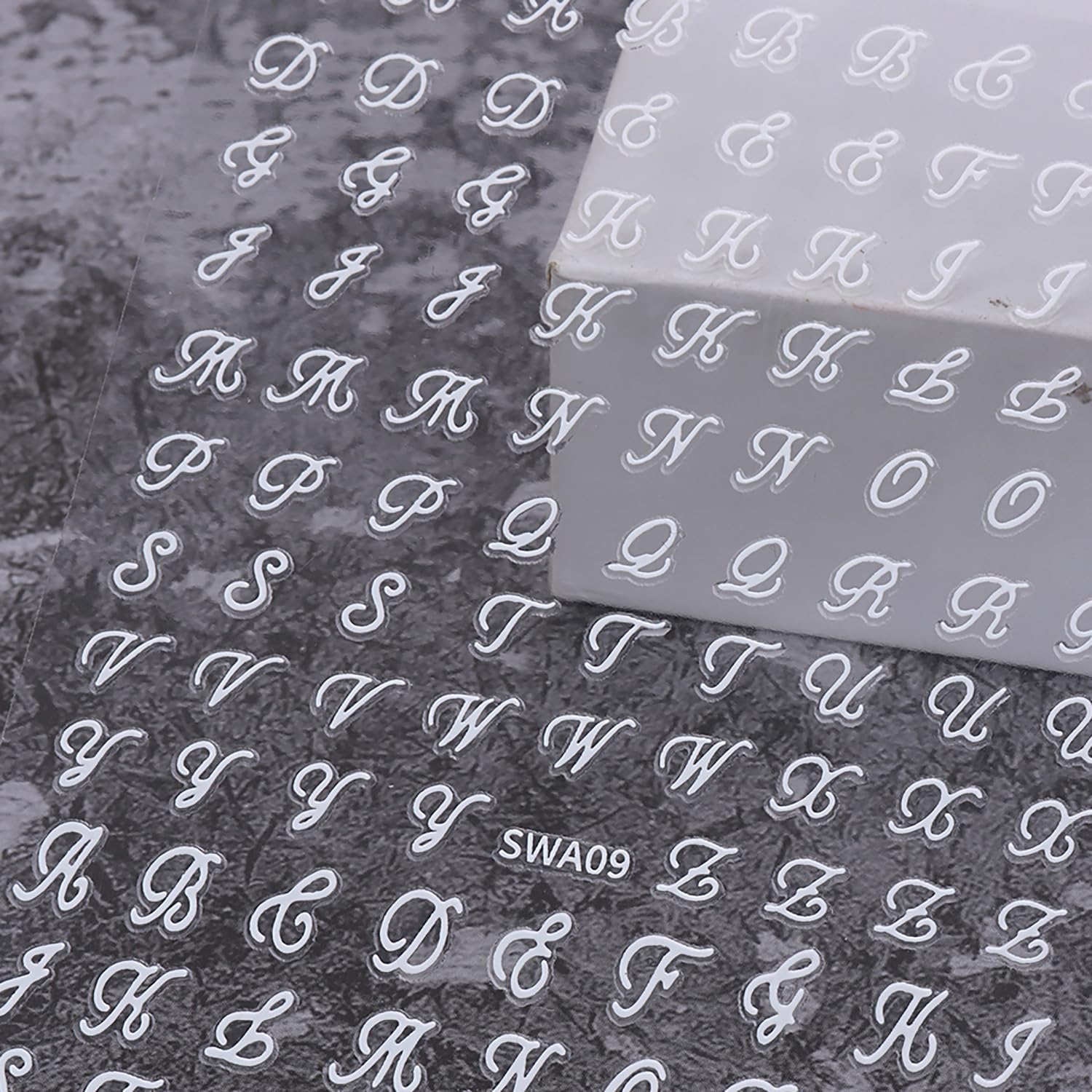 Gold retro alphabet nail stickers on multiple sheets - 2