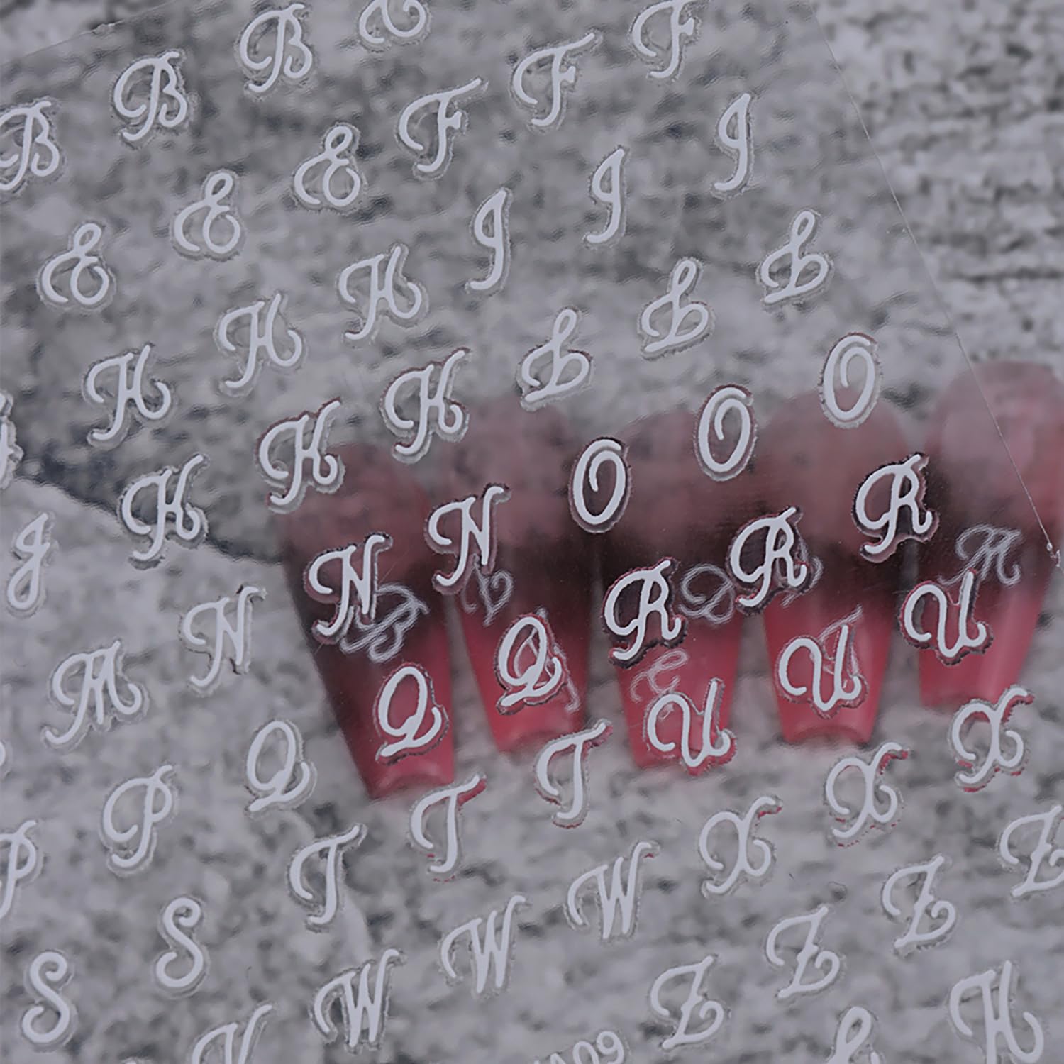 Gold retro alphabet nail stickers on multiple sheets - 4