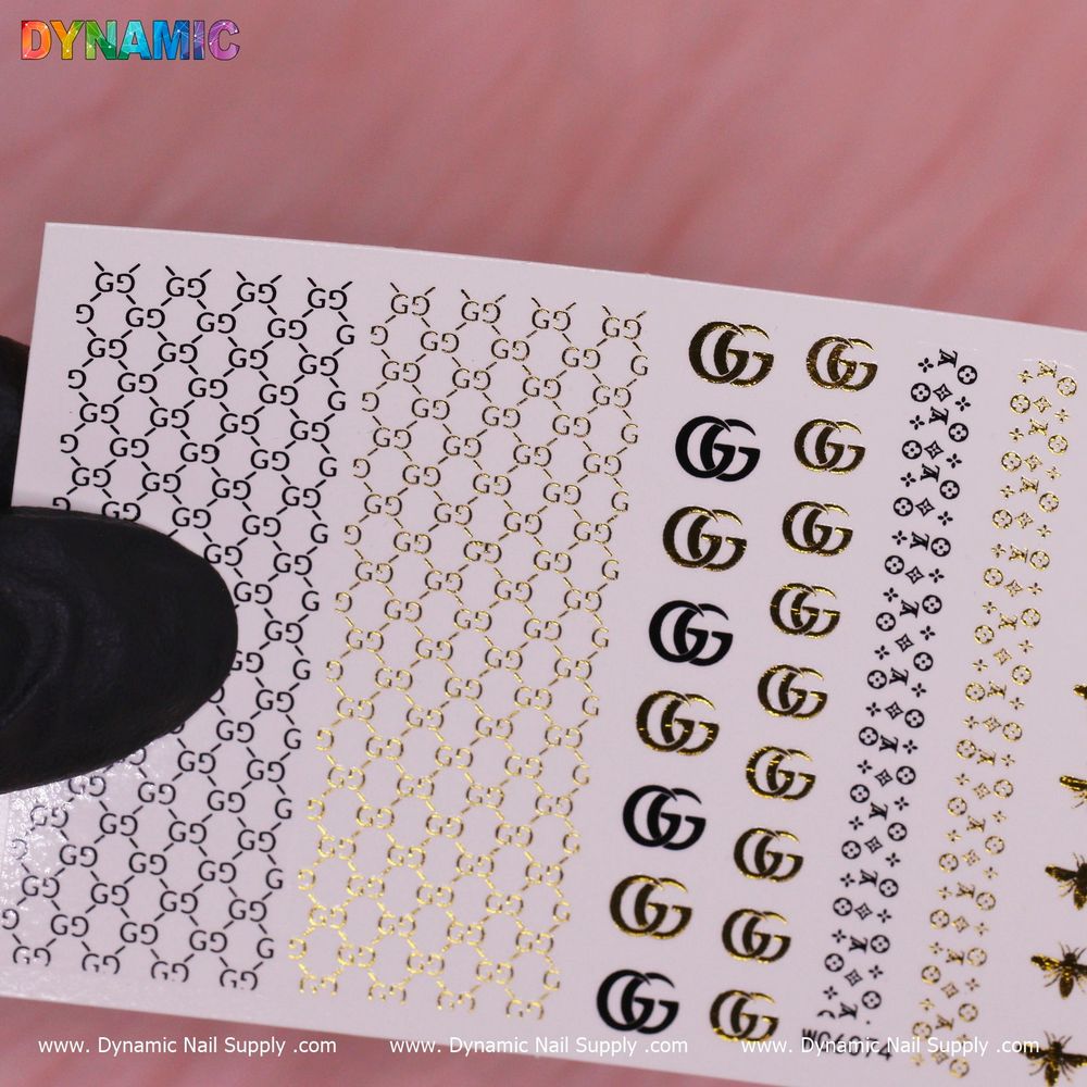 Gold black nail water decal sticker - 2