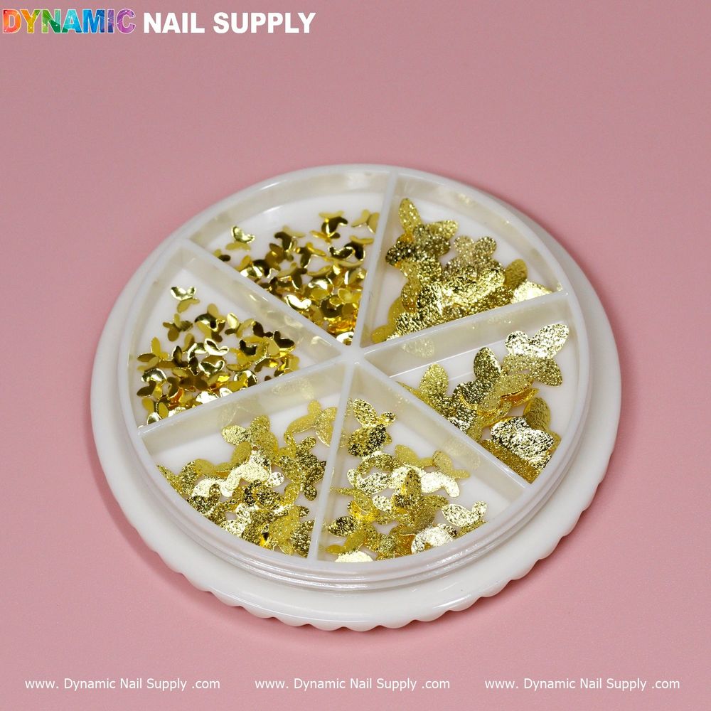 gold butterfly nail sequins mixed sizes - 2
