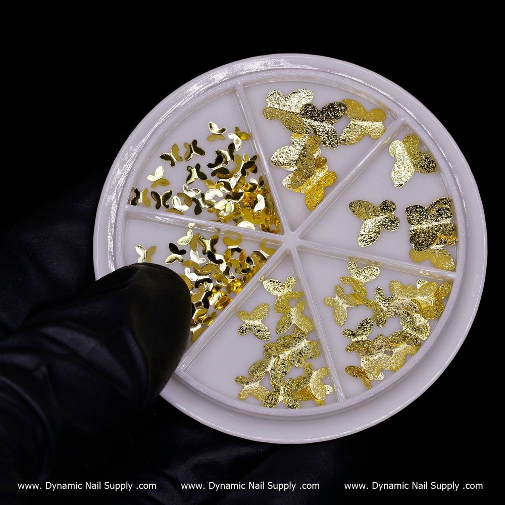 gold butterfly nail sequins mixed sizes - 4