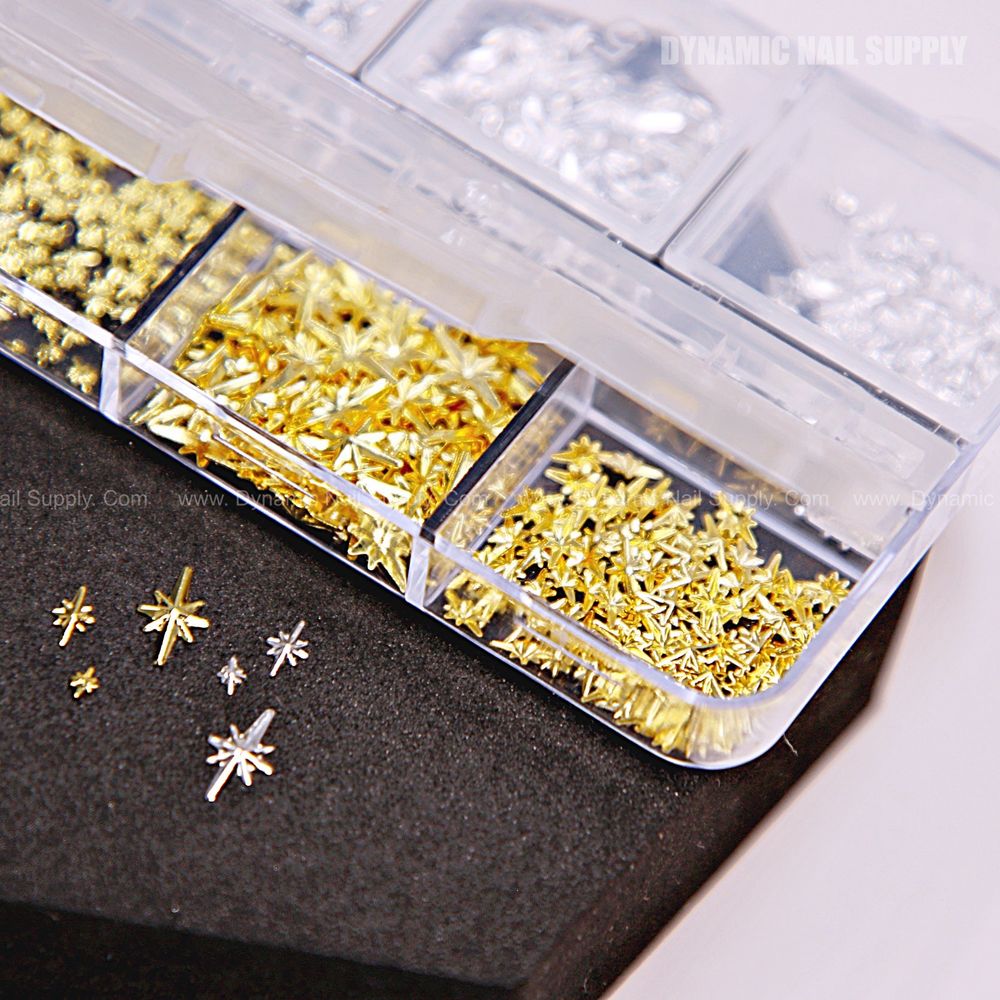 gold and silver star nail charms - 2