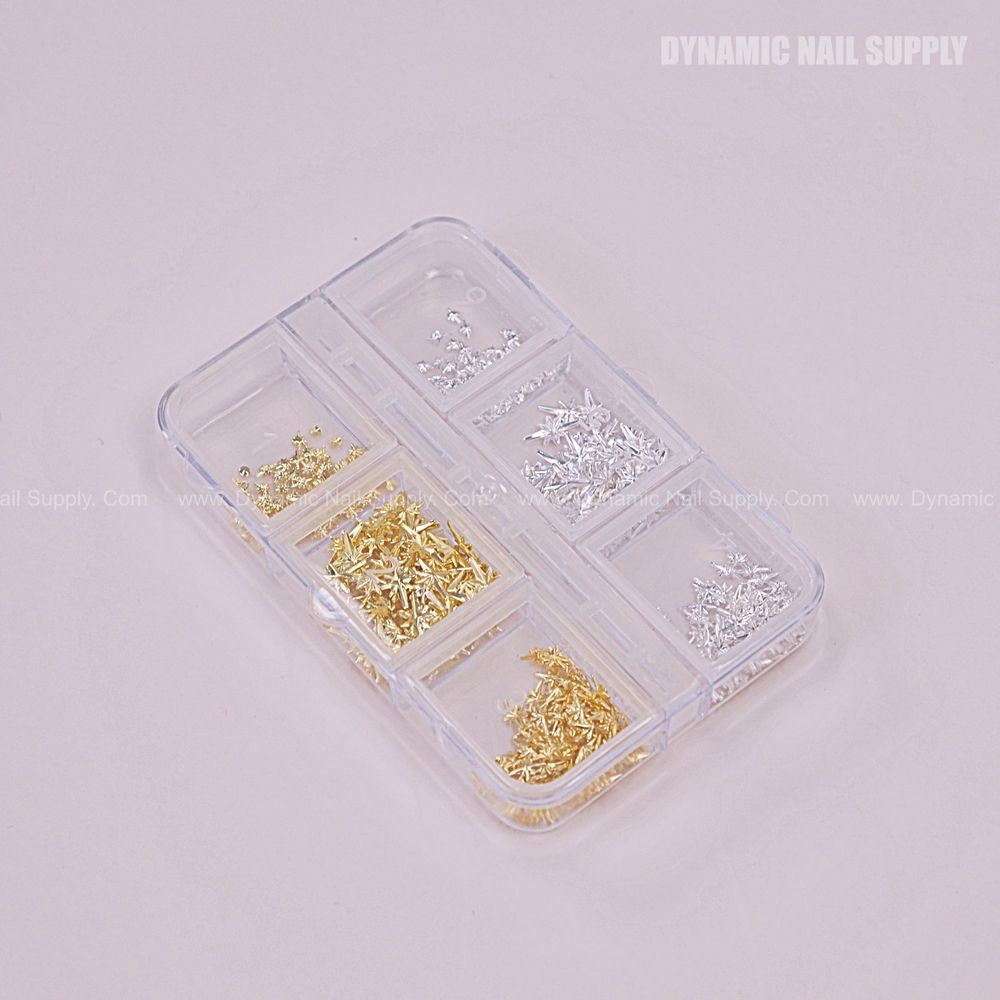 gold and silver star nail charms - 3
