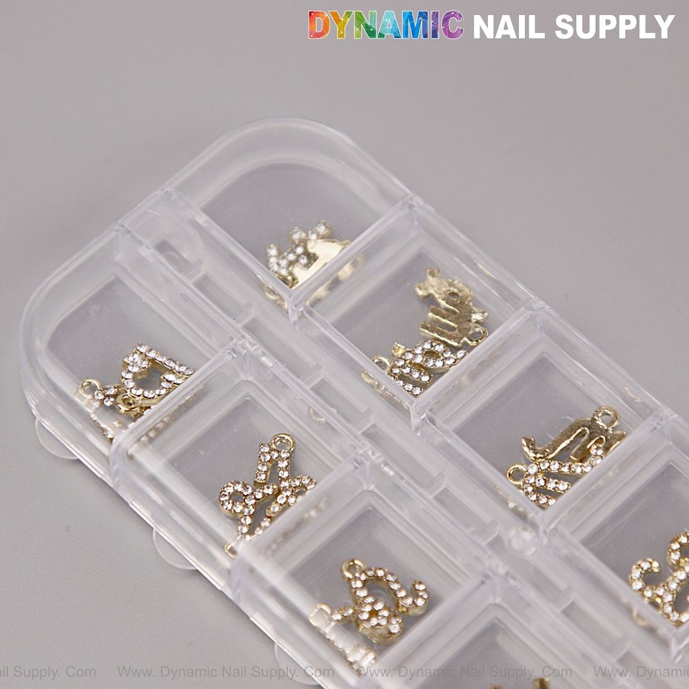 Gold zodiac rhinestone nail charms - 2