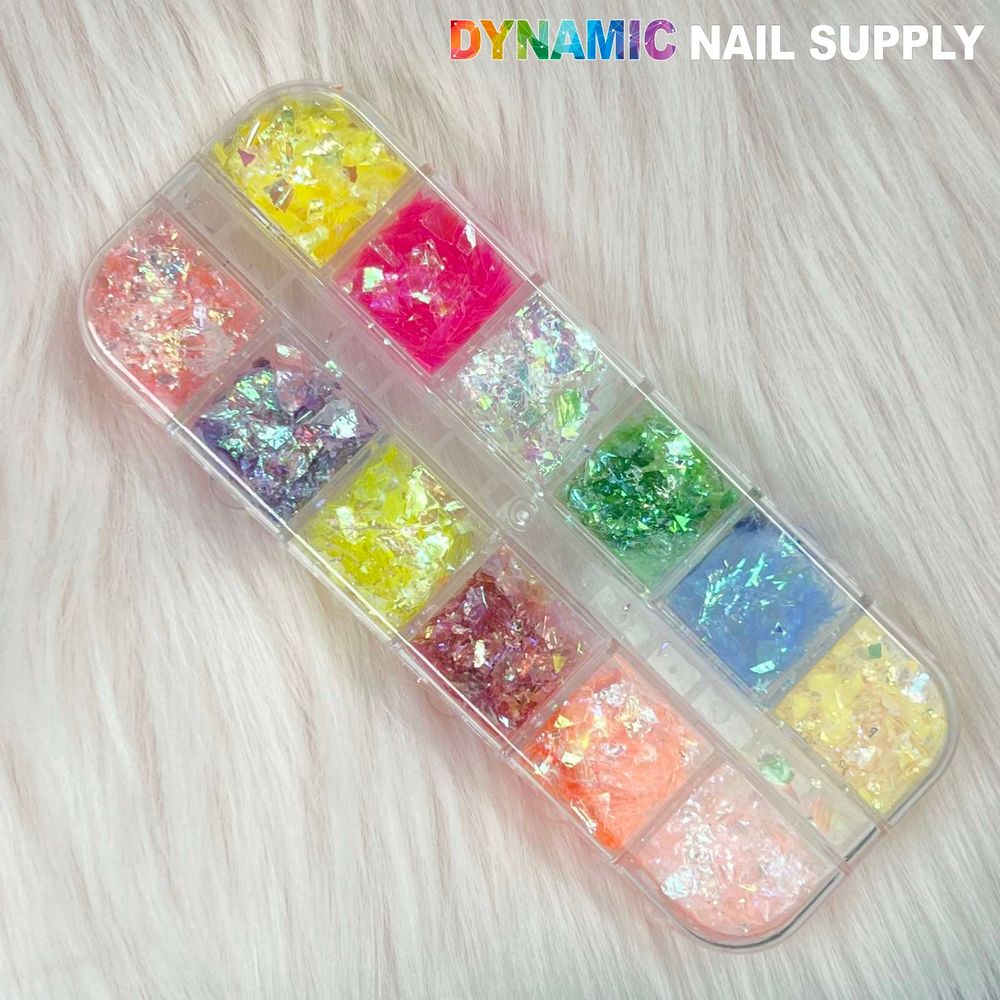 Iridescent Nail Glitter Flakes: 12-Color Fall Nail Ideas