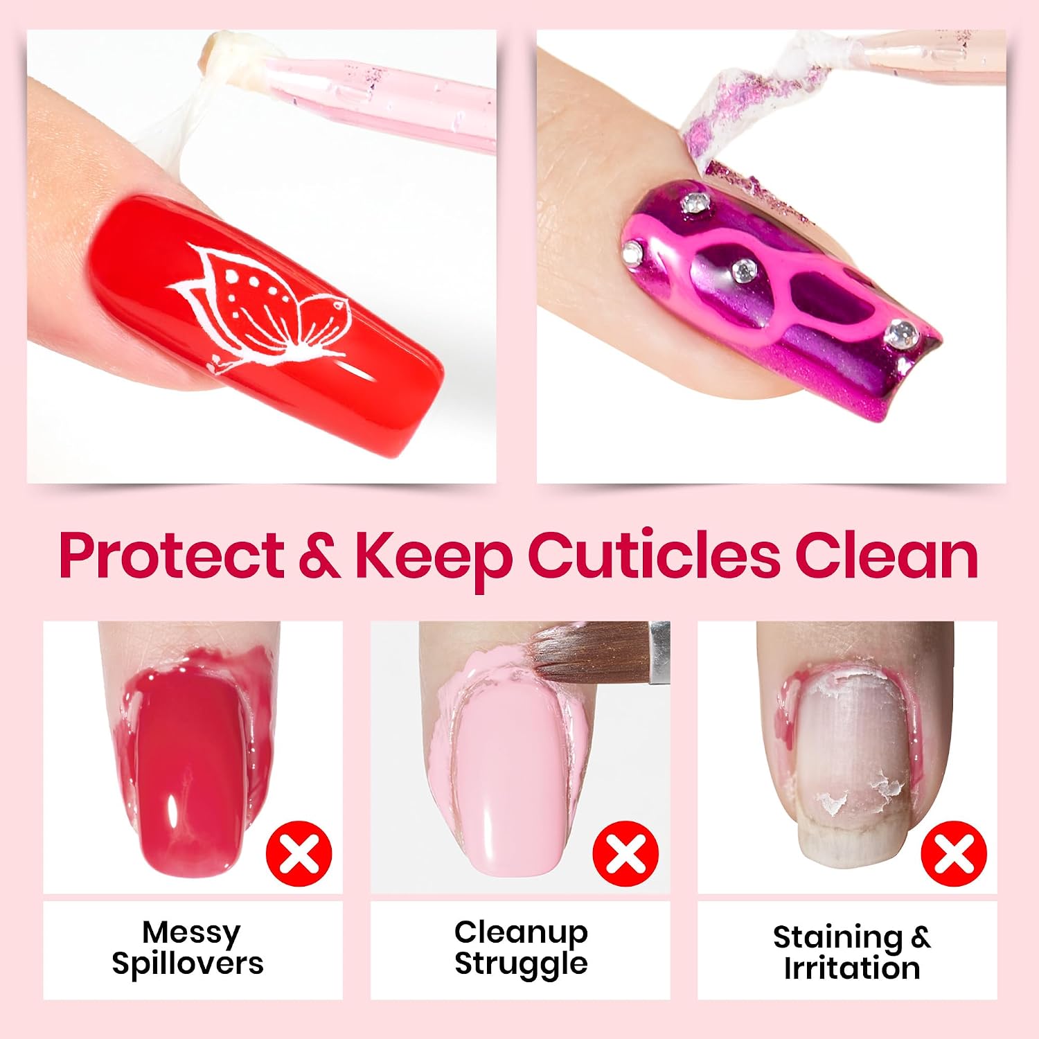 beetles Gel Polish 15ml liquid latex cuticle guard bottle with brush and plastic nail stick - 2