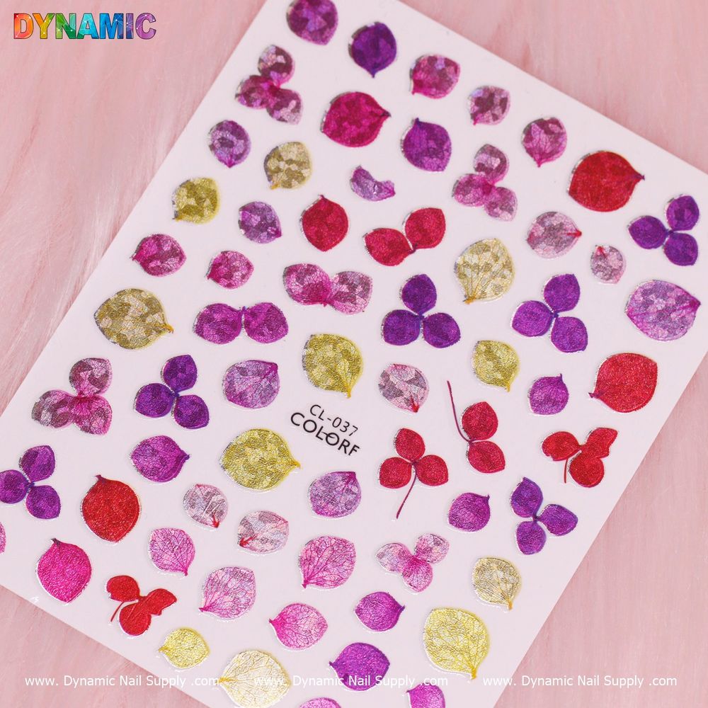 Purple Pink Leaf Nail Stickers for Salon Workflows