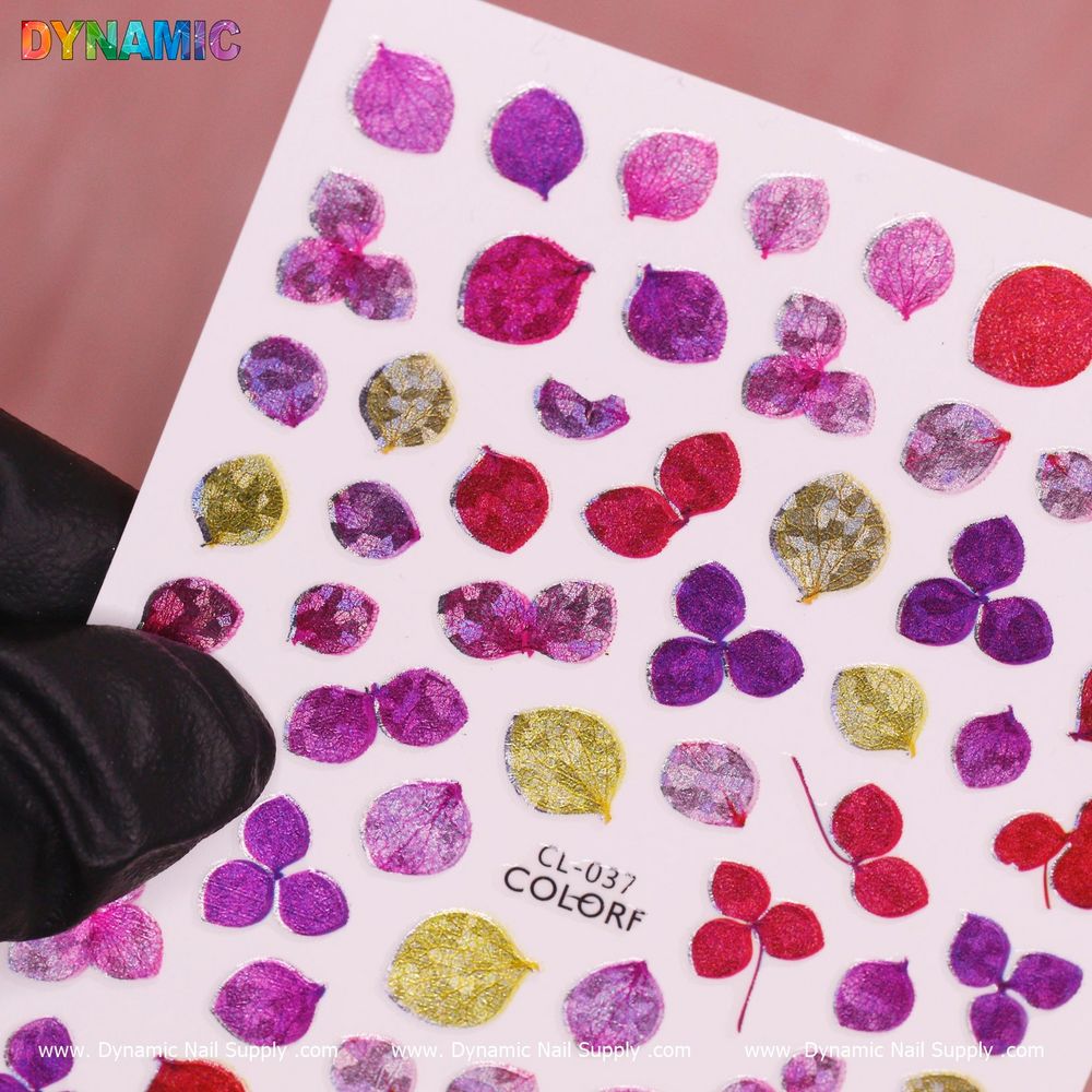 purple pink leaf nail stickers - 2