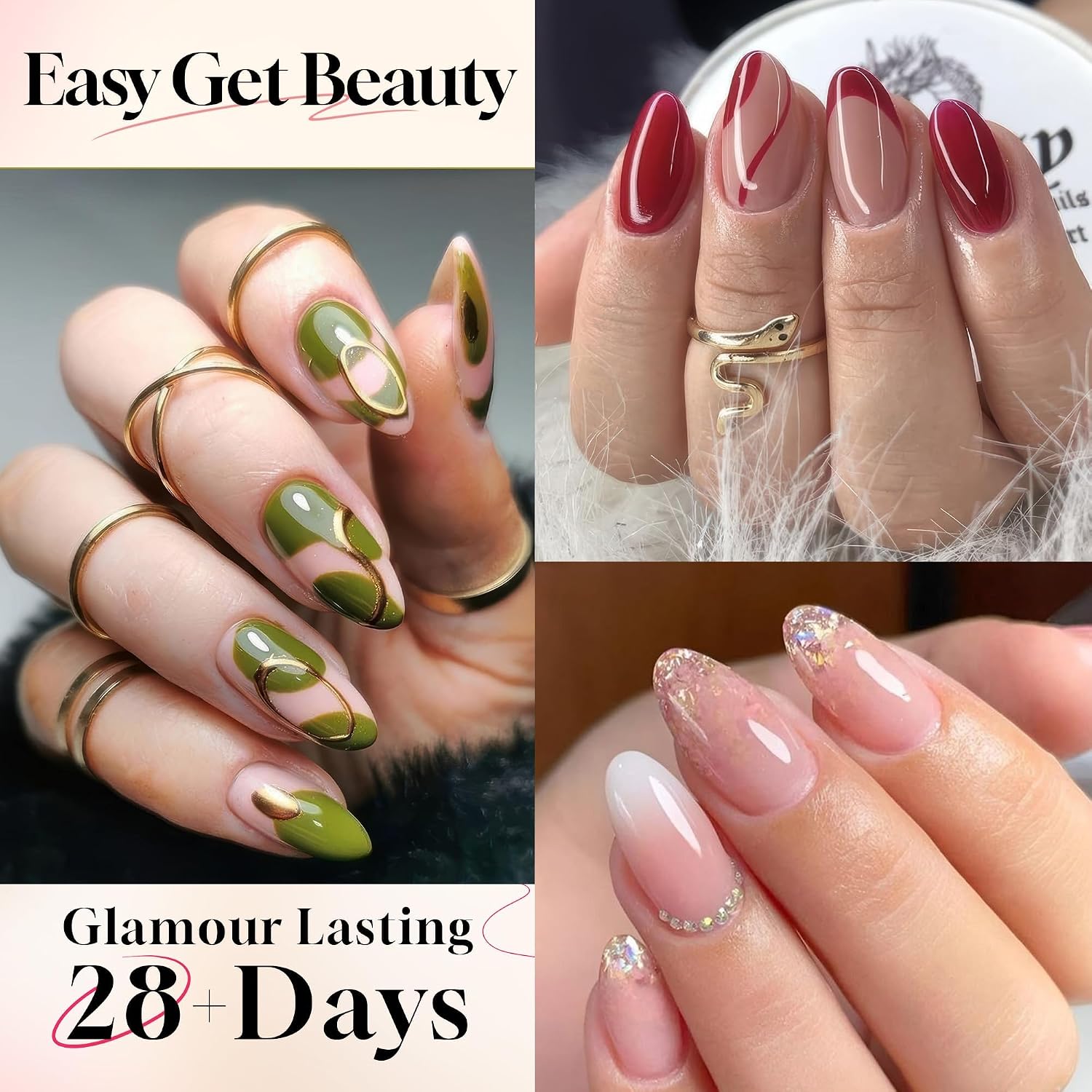 UNA GELLA short clear almond gel nail tips in assorted sizes, 504 pieces - 2
